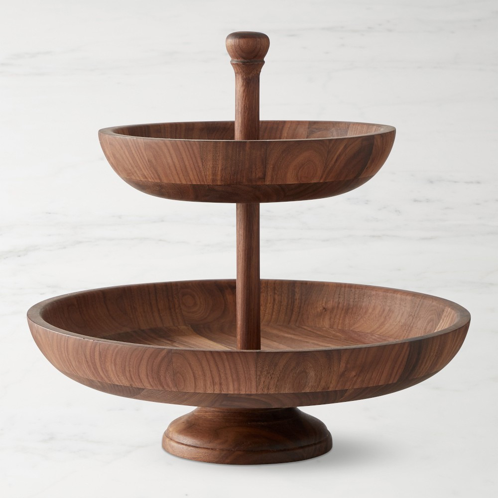 Williams Sonoma Walnut Two Tier Fruit Bowl | Williams-Sonoma