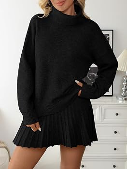 LILLUSORY Women's 2 Piece Lounge Sets Turtleneck Sweater and Mini Skirt Cozy Fall Winter Outfits ... | Amazon (US)