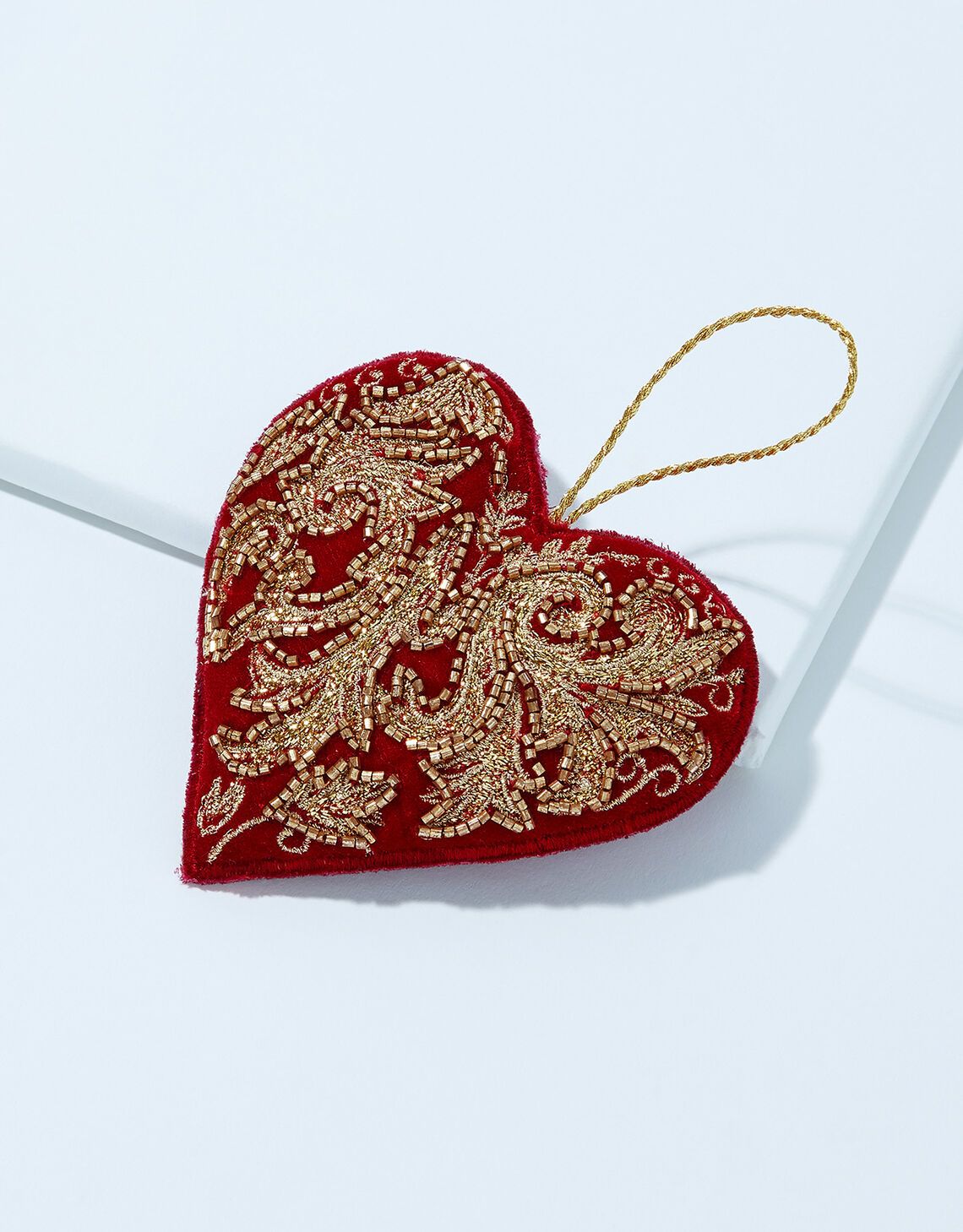 Embellished Heart Velvet Hanging Decoration | Monsoon (UK)