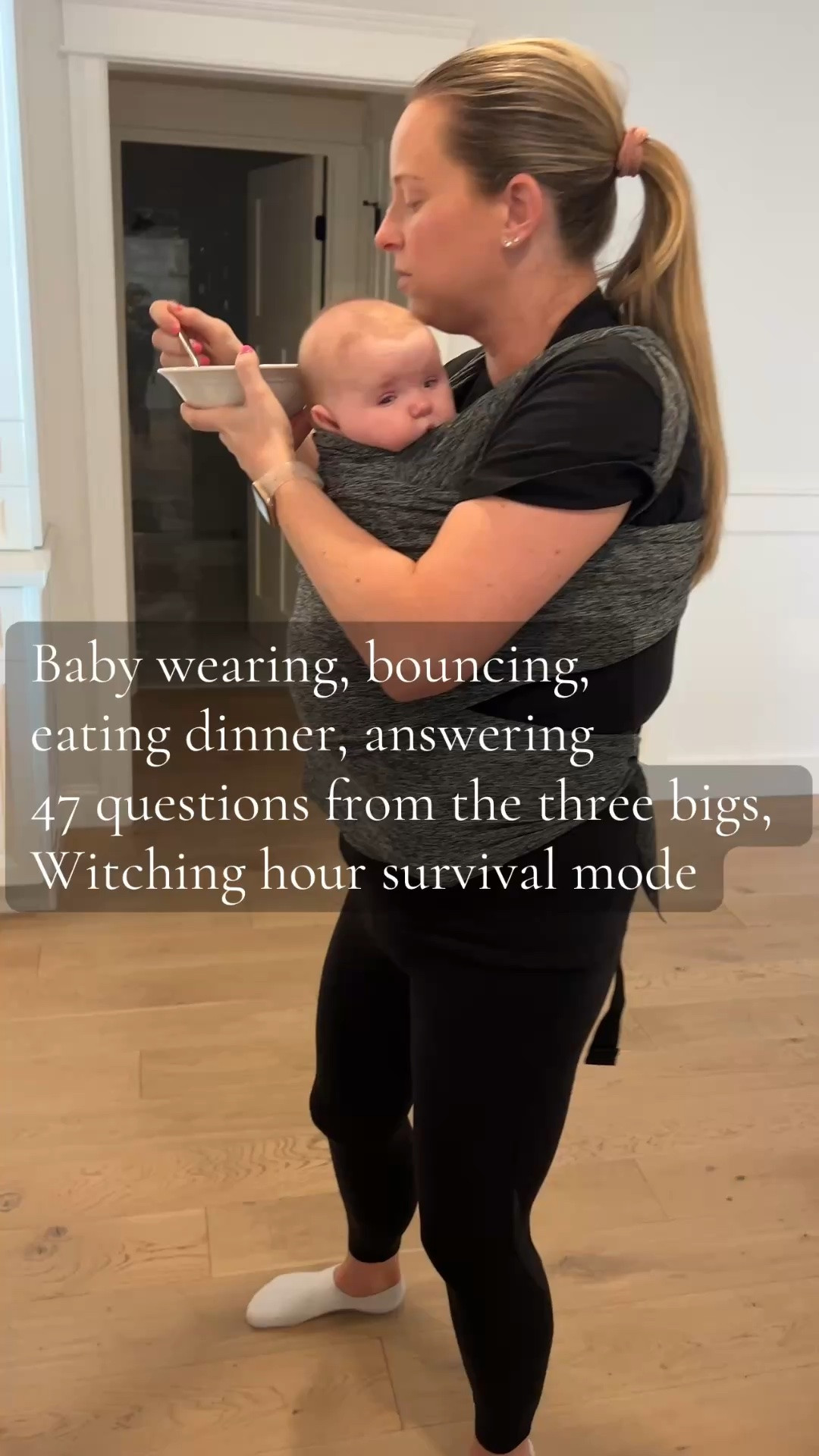 The witching hour is no joke 😂 Baby wearing, bouncing, eating dinner one handed, and answering every question my older three can think of, simultaneously. This is us every single night. And somehow I already know I’m going to miss it. 🤍

#LTKdayinmylife #LTKmomlife