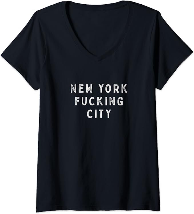 Womens New York fucking city T-shirt V-Neck T-Shirt | Amazon (US)