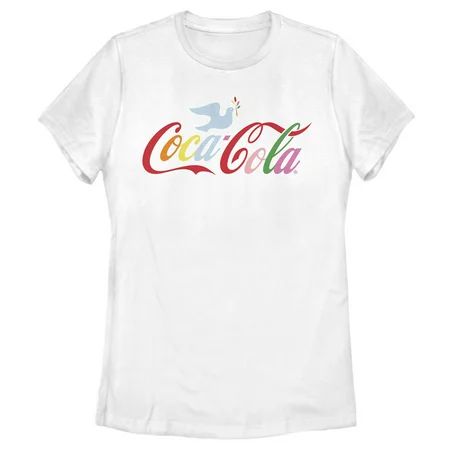 Women s Coca Cola Unity Rainbow Dove Logo Graphic Tee White Large | Walmart (US)