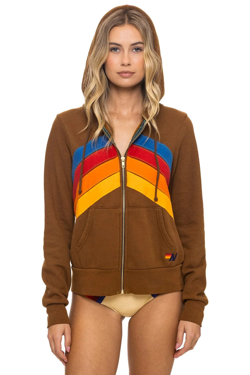 MOUNTAIN STITCH CHEVRON 4 ZIP HOODIE - CINNAMON | Aviator Nation