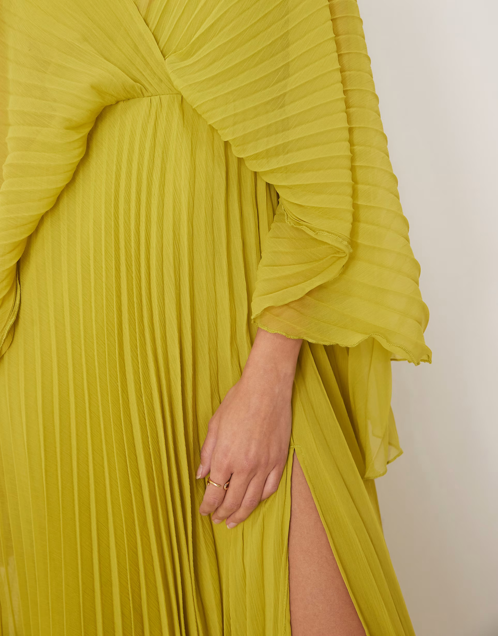 ASOS DESIGN cape detail pleated maxi dress in green | ASOS (Global)