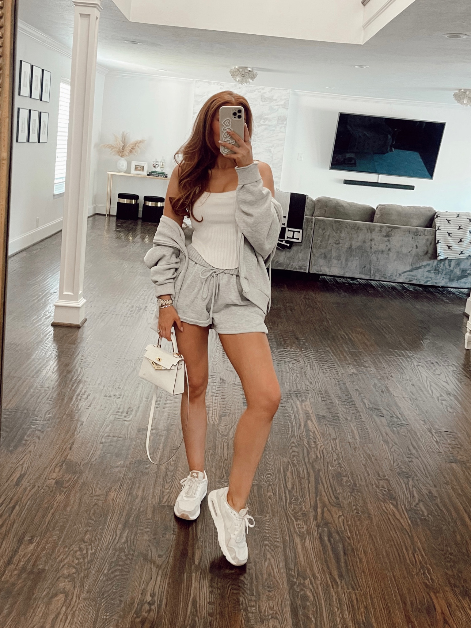 Ootd. Grey set. Amazon set. Amazon find. Athleisure. Running errands outfit. Comfy outfit. Travel outfit. Airport outfit. Air max 90  

#LTKunder50 #LTKtravel #LTKstyletip