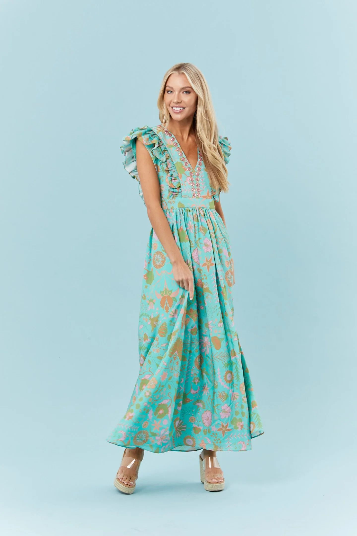 Sheridan French I Spring 2023 I Stacey Dress in Green Floral | Sheridan French