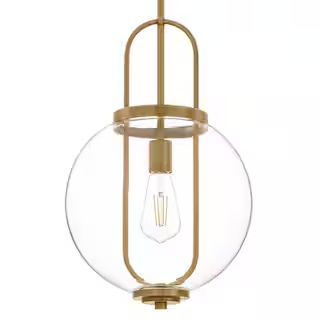 Hampton Bay Nelwyn 1-Light Vintage Brass Pendant with Clear Glass Globe Shade 1050HBVBDI - The Ho... | The Home Depot