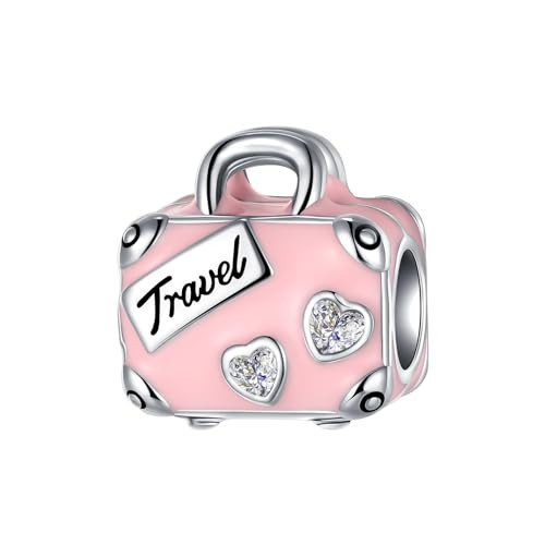 ARVALILS I Love Travel Suitcase Charm 925 Sterling Silver Bead Charm For Women's Charm Bracelet & Necklace for Women | Amazon (US)