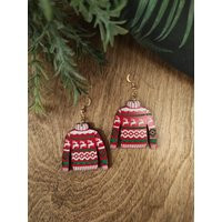 Christmas Sweater Earrings, Dangles, Drop Gift For Her, Eco Friendly, Rd07 | Etsy (US)