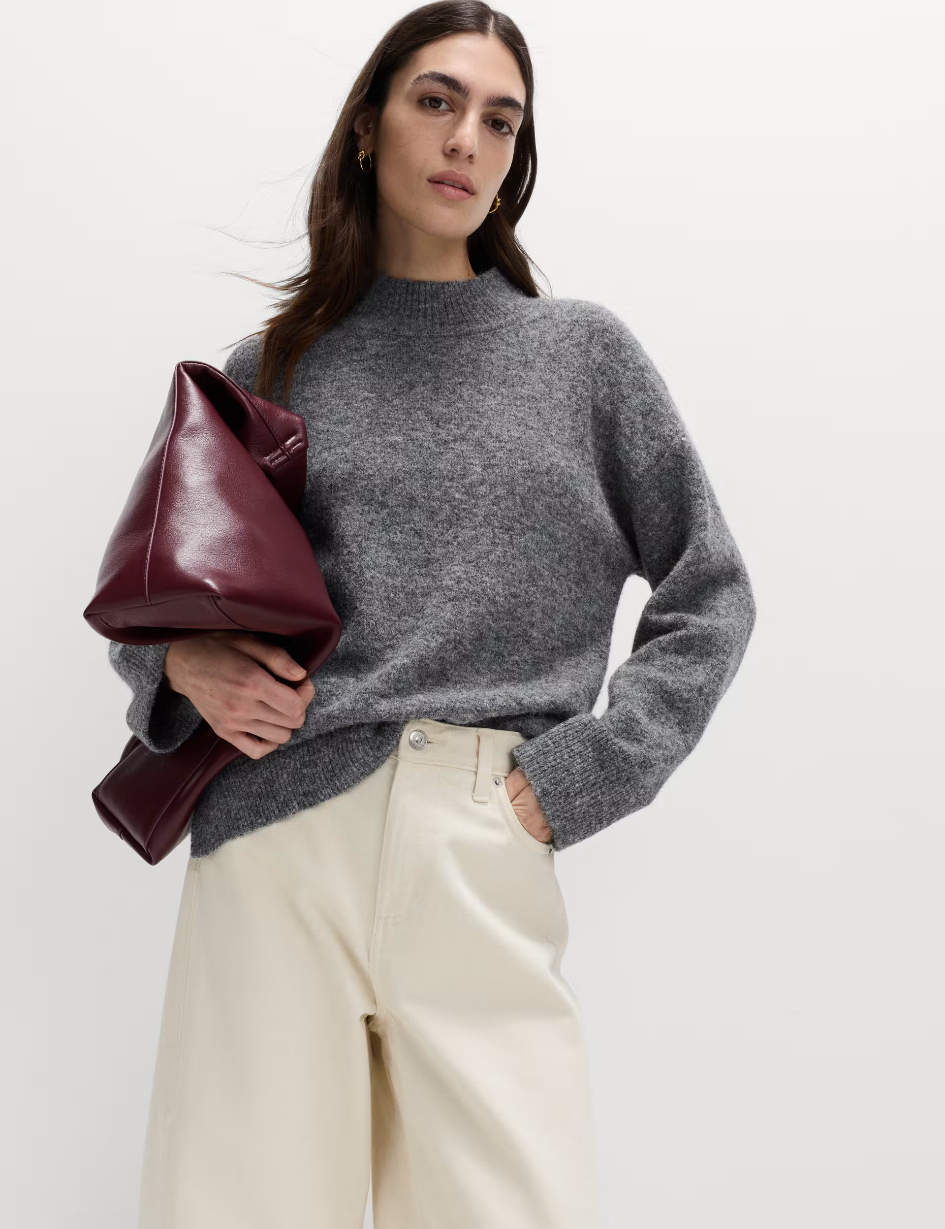 Funnel Neck Relaxed Jumper With Wool | Marks & Spencer (UK)