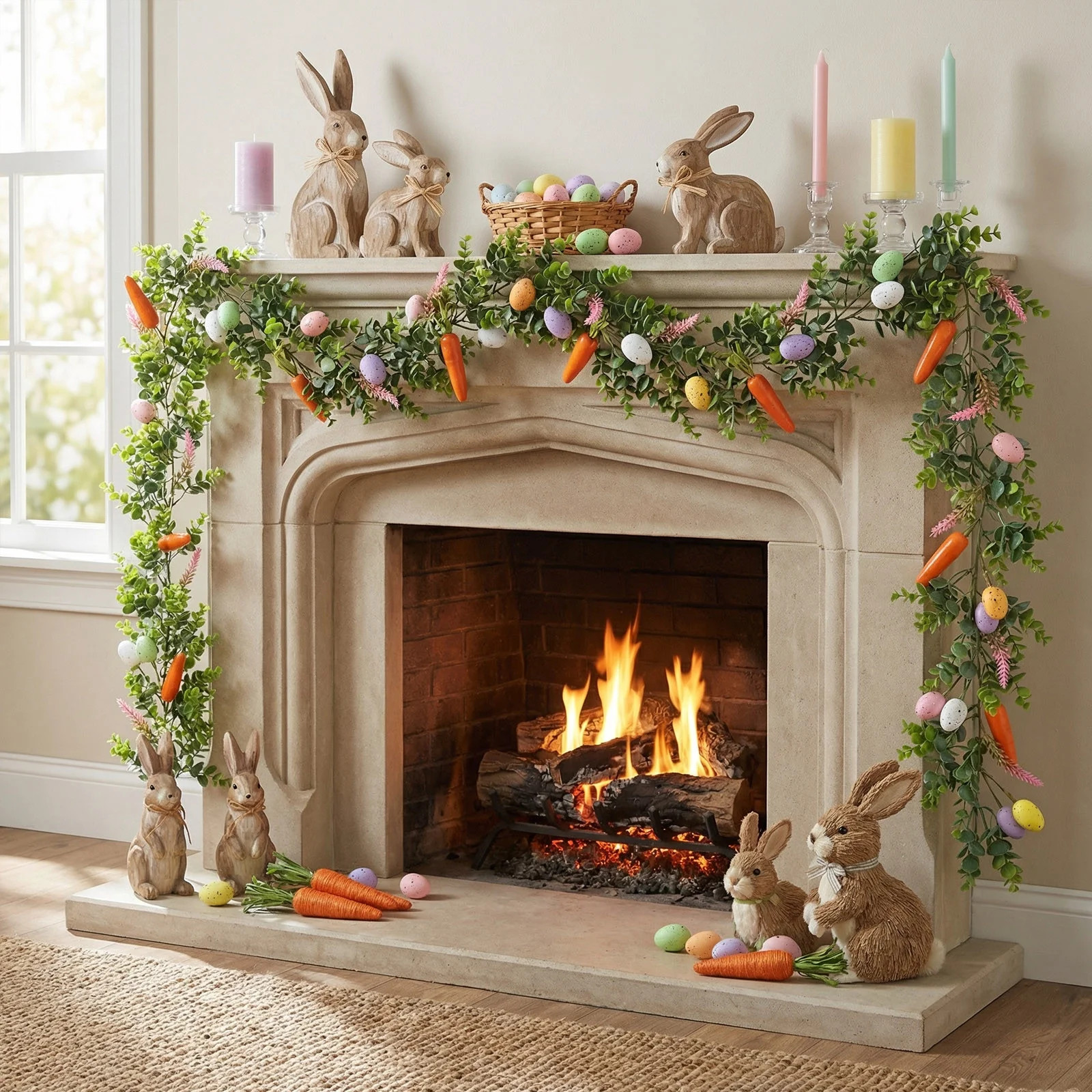 Dmlowu Long Easter Artificial Garland with Eggs - Spring Garland Farmhouse, Hanging Easter Wreath... | Walmart (US)