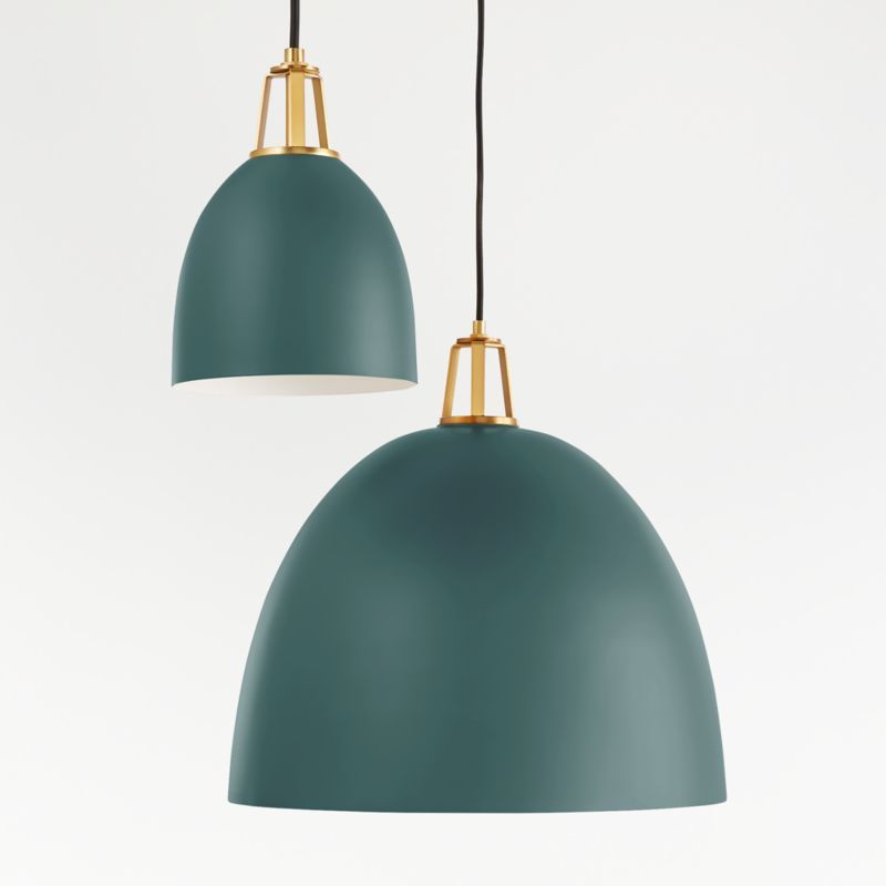 Maddox Teal Dome Pendant with Brass Socket | Crate and Barrel | Crate & Barrel