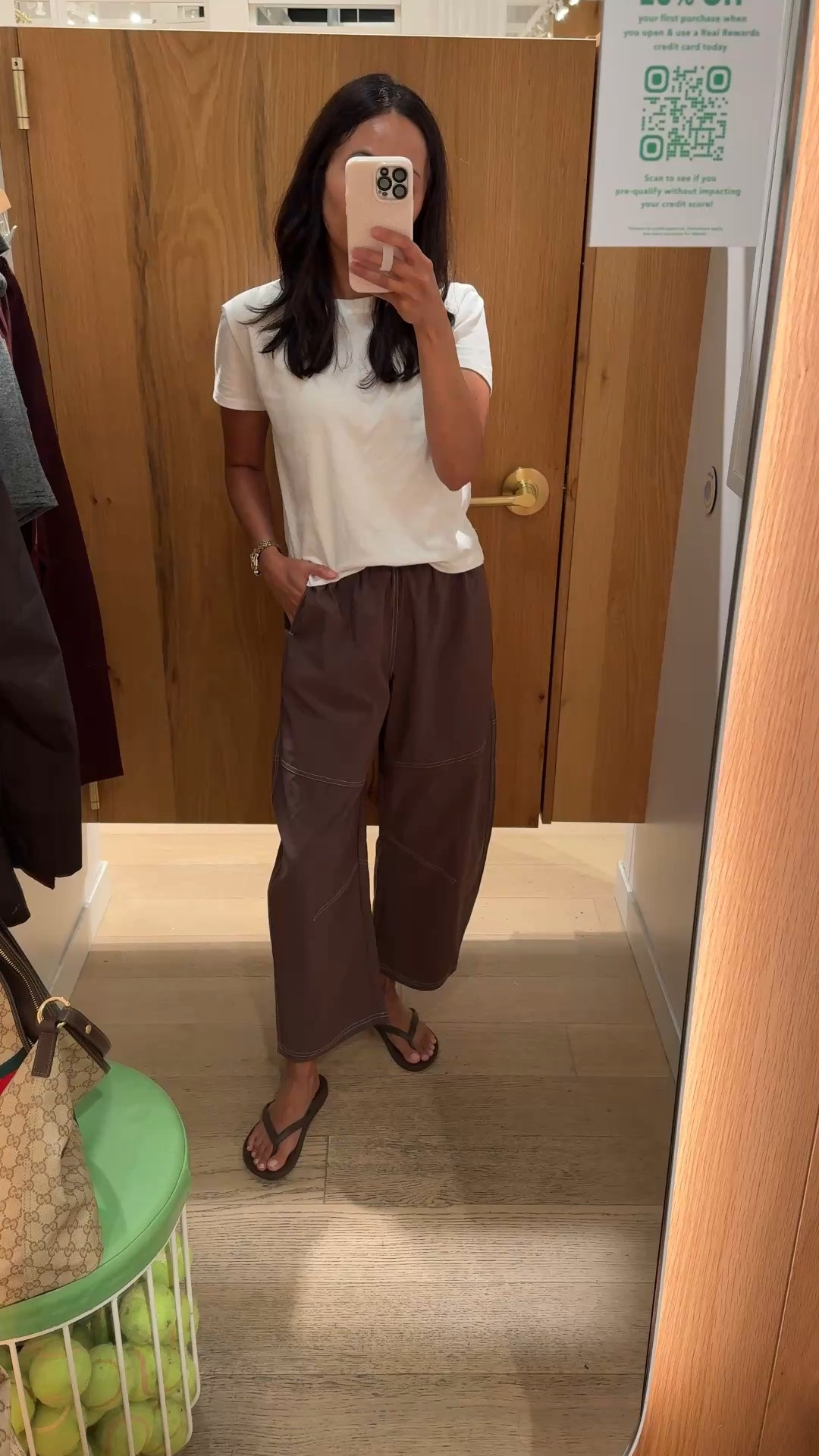 Cute athleisure barrel pants to give my favorite cotton poplin pants a break. 
- Currently on sale for around $49. 
- Material feels good on; athletic tech fabric that is not too thick or too thin; holds its shape. 
- True to size here; size down if in between. 
- I have been wearing my favorite cotton poplin pants from the gap multiple times a week since spring. I decided I really needed similar daily options and was so happy to find these pants. 
- Multiple colors available and they come in different lengths too. 
- Favorite white cotton t-shirt in true to size; also have them in a size up. 
- Most comfortable flip flops with arch support true to size.

#LTKOver40 #LTKootd #LTKActive