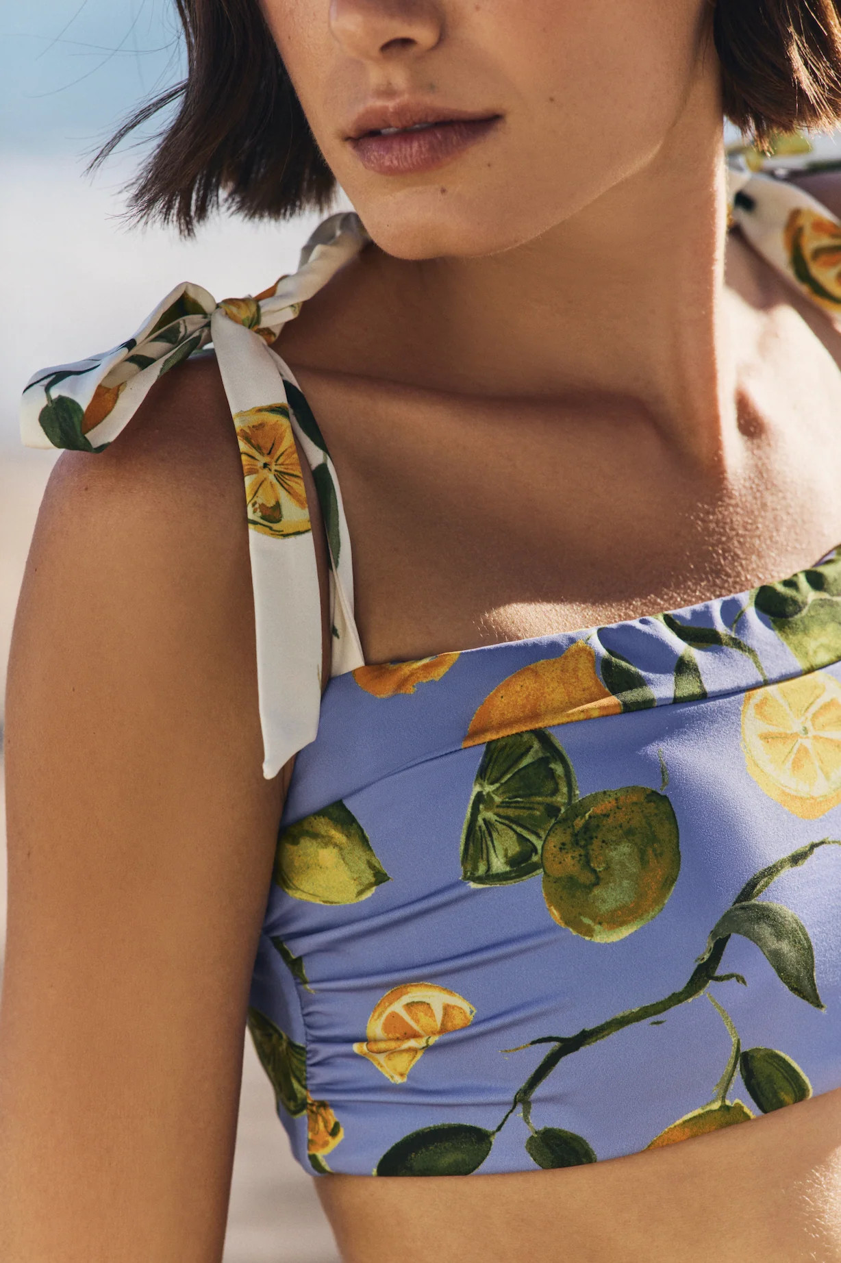 Becca Tie Strap Reversible Bikini Top in Slice of Life | Hermoza