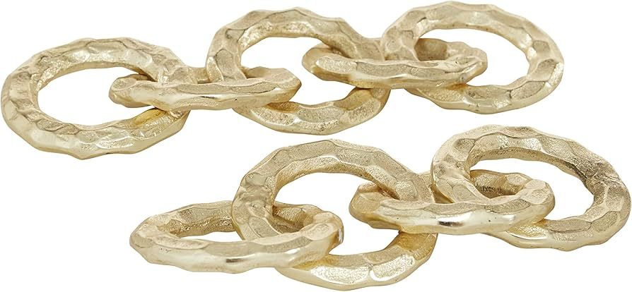 CosmoLiving by Cosmopolitan Aluminum Chain Sculpture, Set of 2 12", 10"W, Gold | Amazon (US)