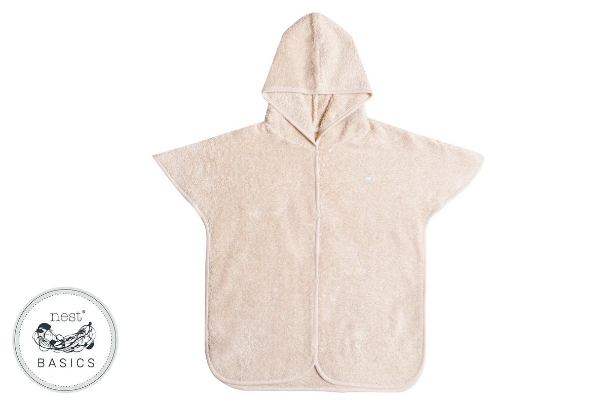 Basics Organic Terry Hooded Button-Up Bath Cloak | Nest Designs