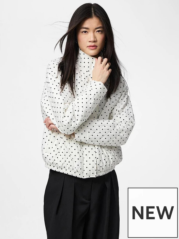 PIECES Pcfamilla Quilted Bomber Jacket - White | Very (UK)