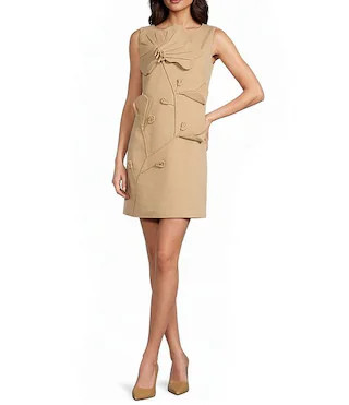 Le' AL.X Floral Applique Woven Scoop Neck Sleeveless Mini Dress | Dillard's | Dillard's