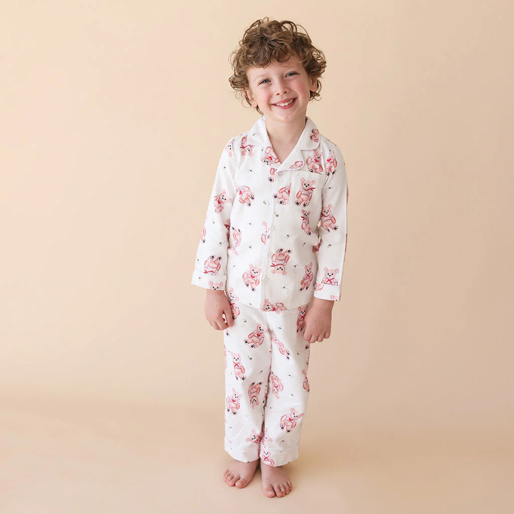Teddy White Flannelette Luxe Pajamas | Theodoromeo | Posh Peanut