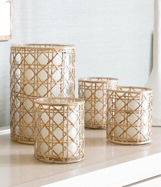 x Mrs. Southern Social Natural Rattan & Glass Hurricane Decor | Dillards