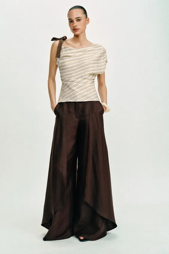 STRIPED TOP WITH BOW | Zara UK