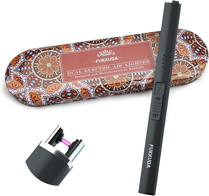 FUKKUDA Electric Candle Lighter with Gift Box - USB Rechargeable Windproof & Flameless Plasma Arc... | Amazon (US)