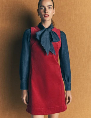 Boden Women's Lou Cord Shift Dress in Red | Size 6 | Boden (US)