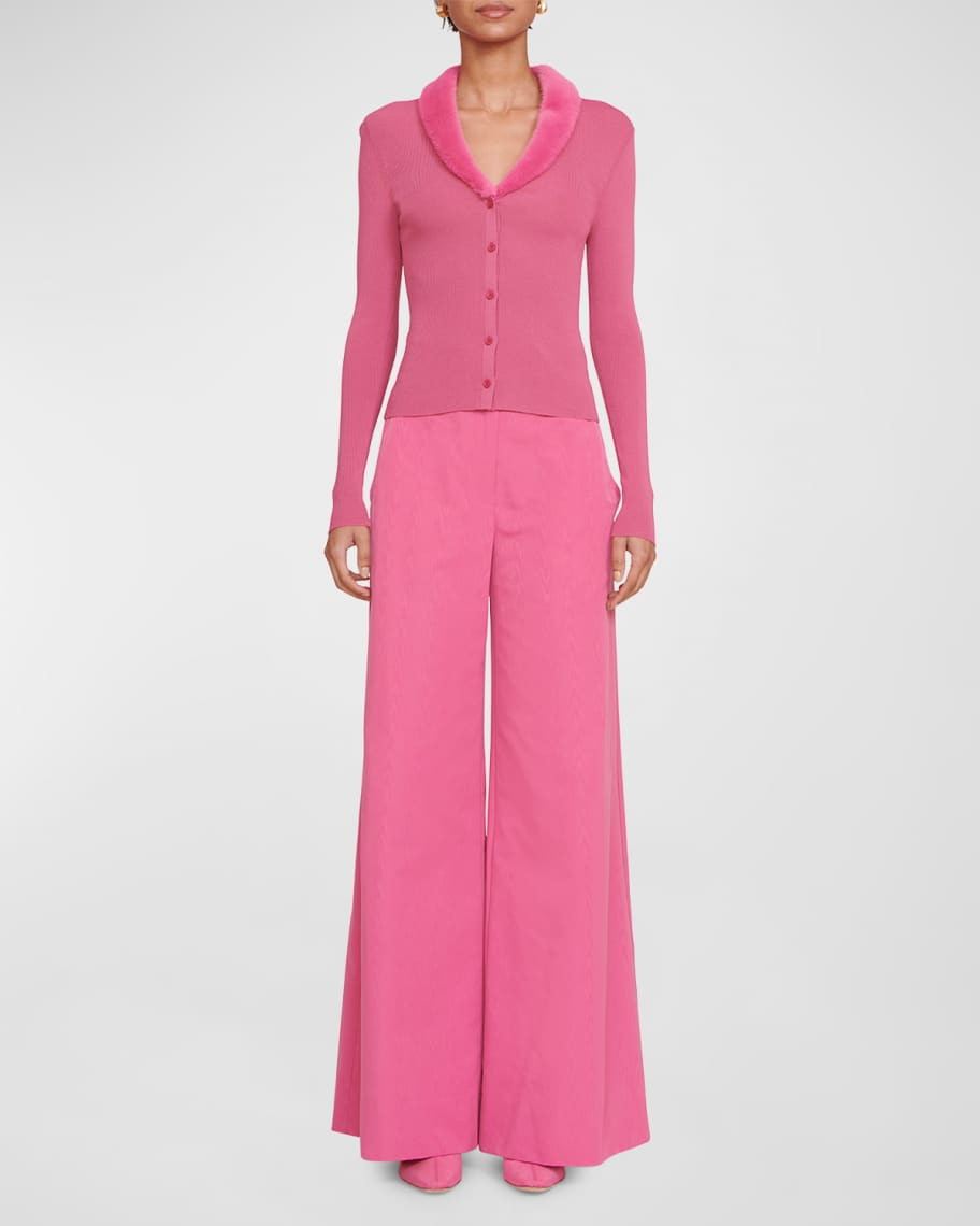Staud Celina Faux-Fur Cardigan Knit Top | Neiman Marcus