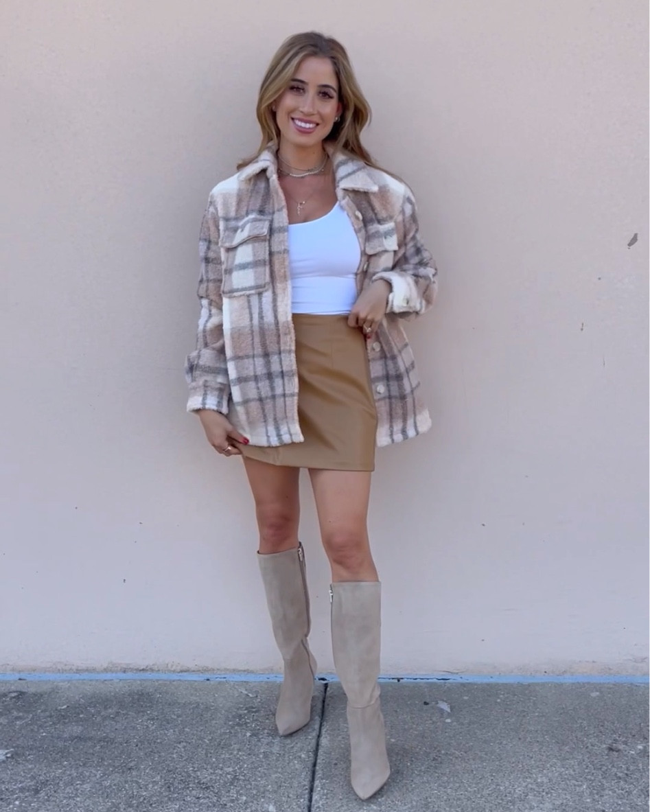 Flannel xxs bodysuit Xs faux leather skort xxs core FALL15 for 15% off boots knee comfy fall outfit Abercrombie  

#LTKsalealert #LTKunder100 #LTKunder50