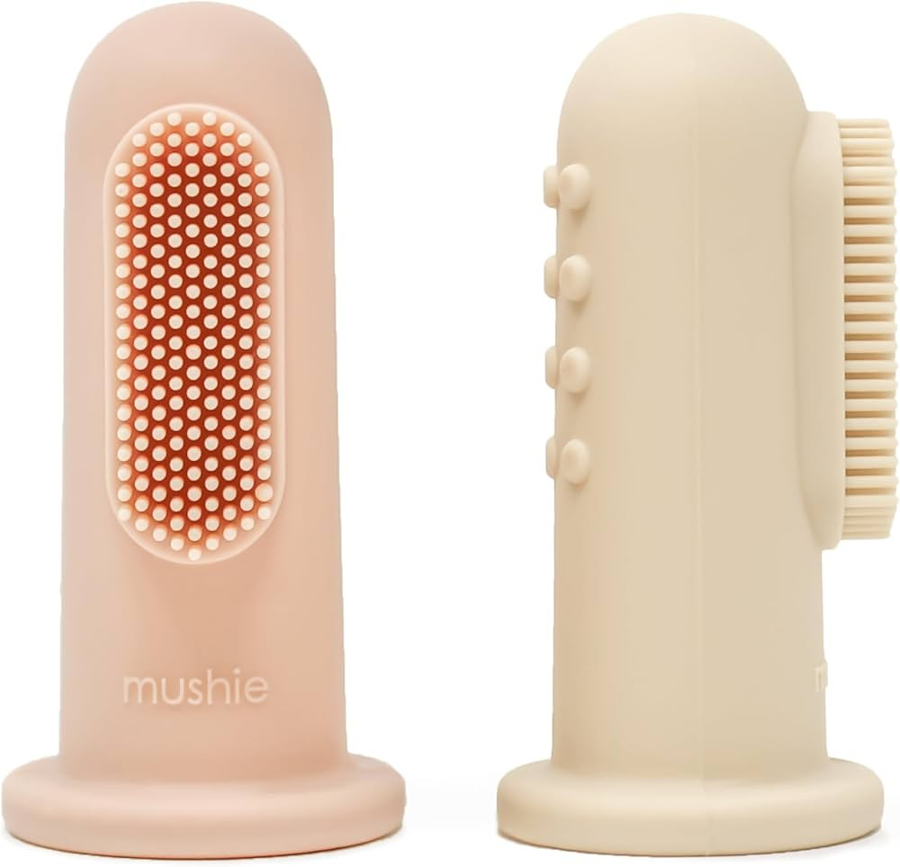mushie Baby Finger Toothbrush (Blush/Shifting Sand) 2-Pack | Amazon (US)