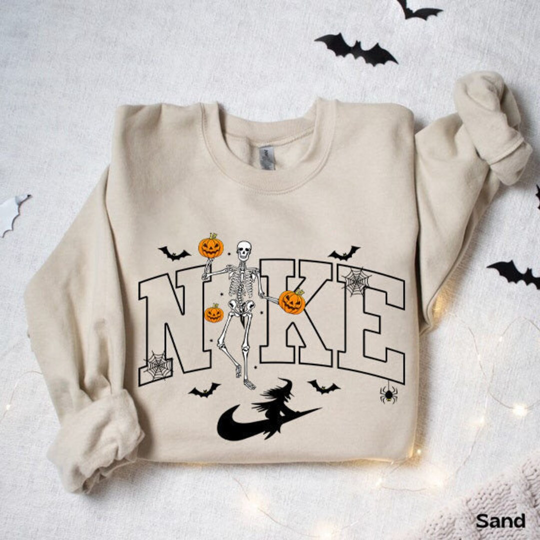 Vintage Skeleton Pumpkin Sweatshirt Swoosh Skeleton Sweater - Etsy | Etsy (US)