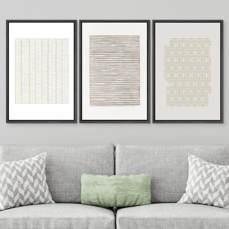 PixonSign Framed Wall Art Set Tan Geometric Pattern Landscape Canvas Print Abstract Cozy Neutral ... | Walmart (US)
