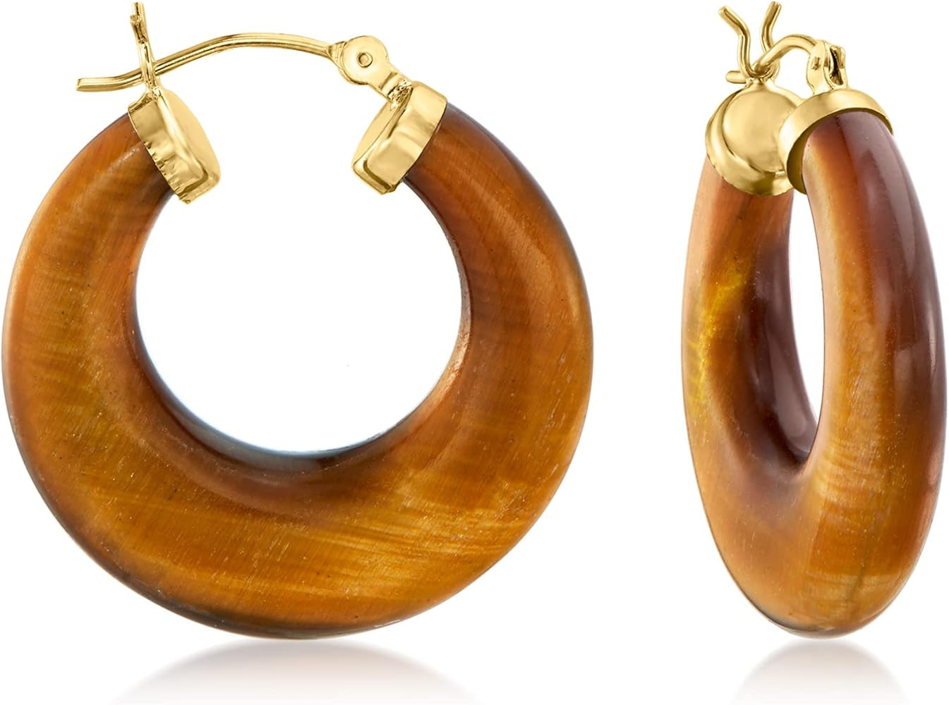 Ross-Simons Round Gemstone Hoop Earrings in 14kt Gold 1 1/8 inches | Amazon (US)