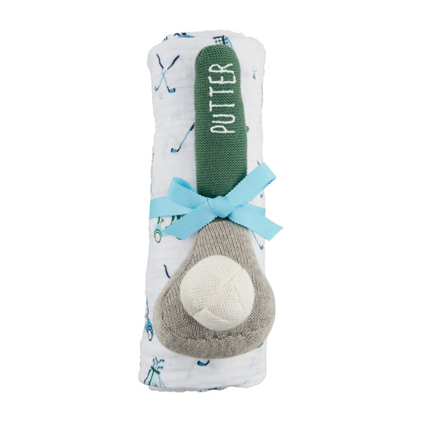 Boy Golf Swaddle And Rattle Set | Mud Pie