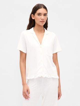 Linen-Blend Ruffle PJ Shirt | Gap (CA)