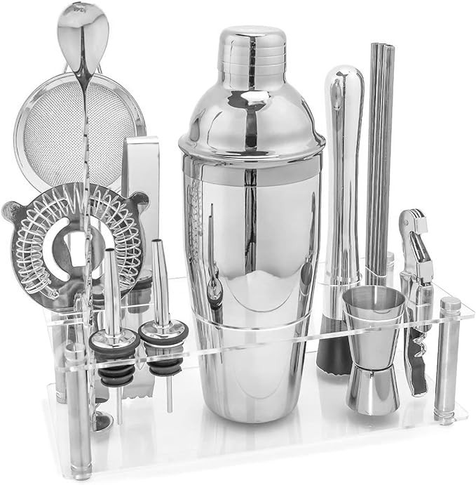VG Cocktail Shaker Set with Acrylic Stand | 14 Pieces Mixology Bartender Kit | Bar Tools Set with... | Amazon (US)