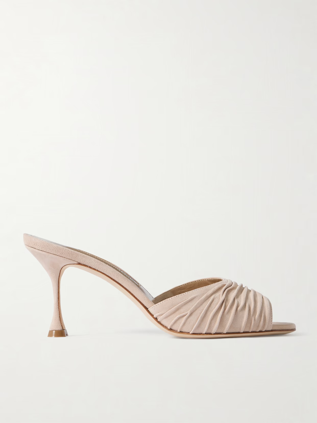 Manolo Blahnik - Pirua 70 Suede Mules - Neutrals | NET-A-PORTER (US)