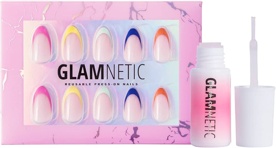 Glamnetic Sprinkles Press On Nails and Brush On Nail Glue | Rainbow French Tip Nails | Mess Free,... | Amazon (US)