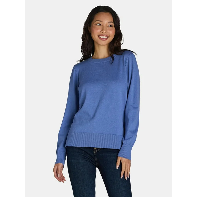Time and Tru Women's and Women’s Plus Crewneck Sweater, Lightweight, Sizes XS-XXXL | Walmart (US)