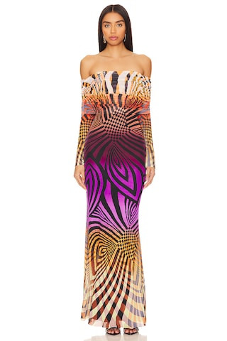 AFRM Thelma Maxi Dress in Linear Abstract from Revolve.com | Revolve Clothing (Global)