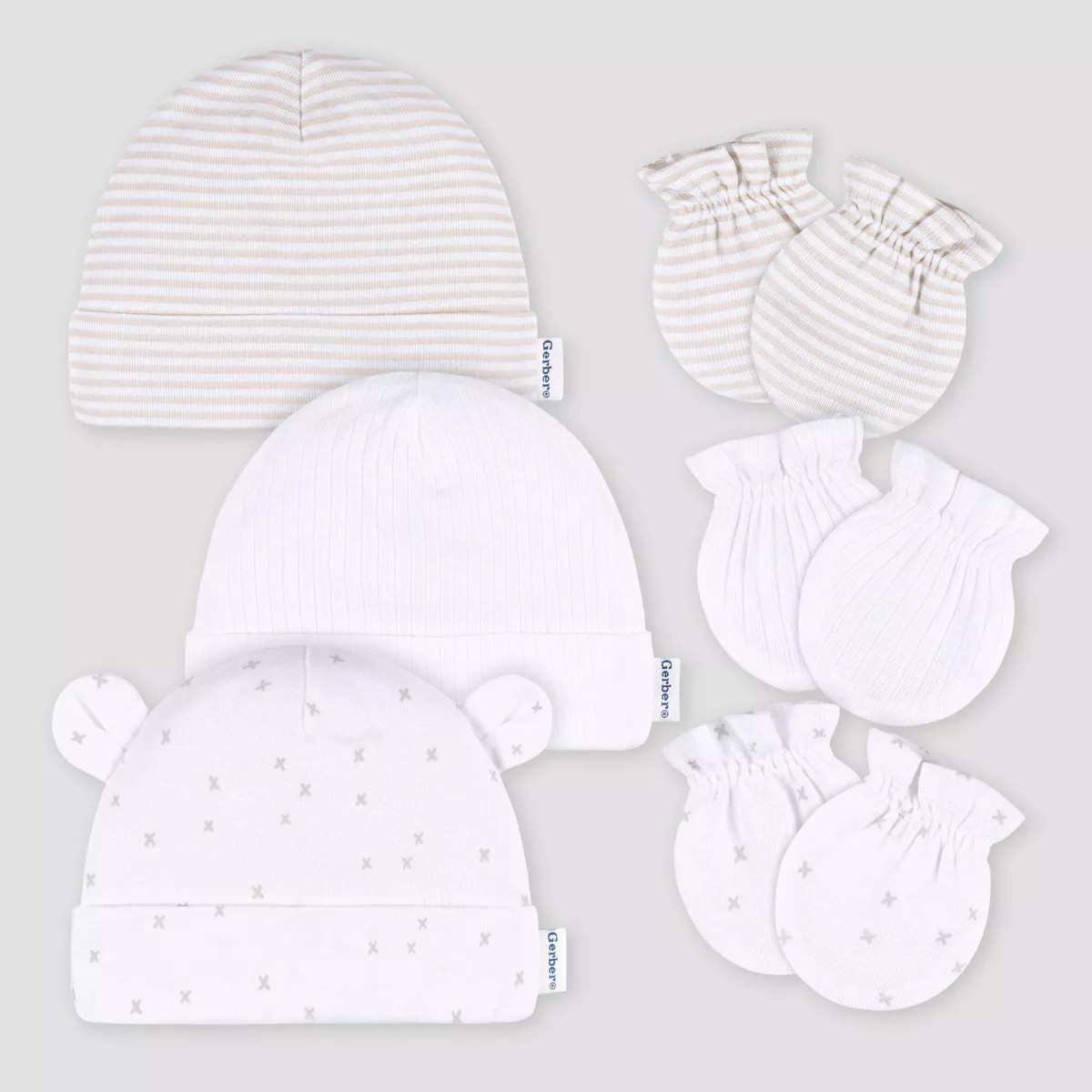 Gerber Baby 3pk Hats & Mittens - White | Target