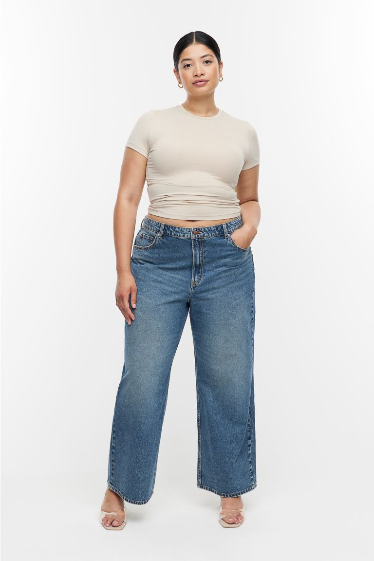 Curvy Fit Wide High Jeans - Light denim blue - Ladies | H&M US | H&M (US + CA)