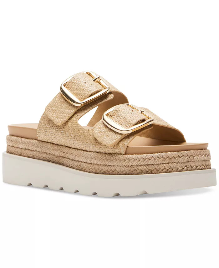 Mythiccal Slip-On Buckled Banded Platform Raffia Sandals | Macy's