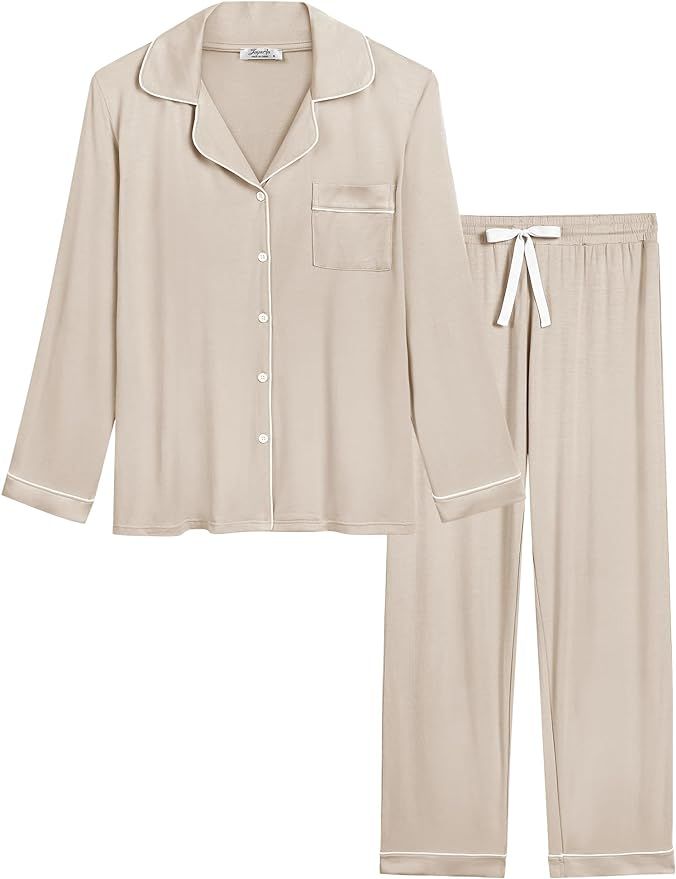 Joyaria Womens Button Down Pajama Sets Long Sleeve Pj Pants Set Sleepwear | Amazon (US)
