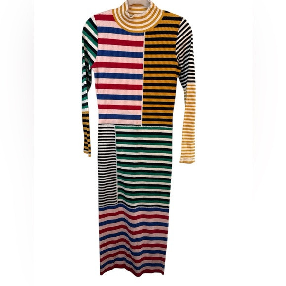 L.F. Markey Cecil midi dress in multi-color striped figure-flattering rib knit | Poshmark