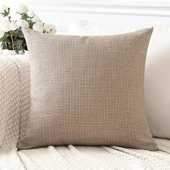 OTOSTAR Linen Throw Pillow Cover Set of 1 Decorative Square Pillowcases Cushion Covers 22x22 Inch... | Amazon (US)