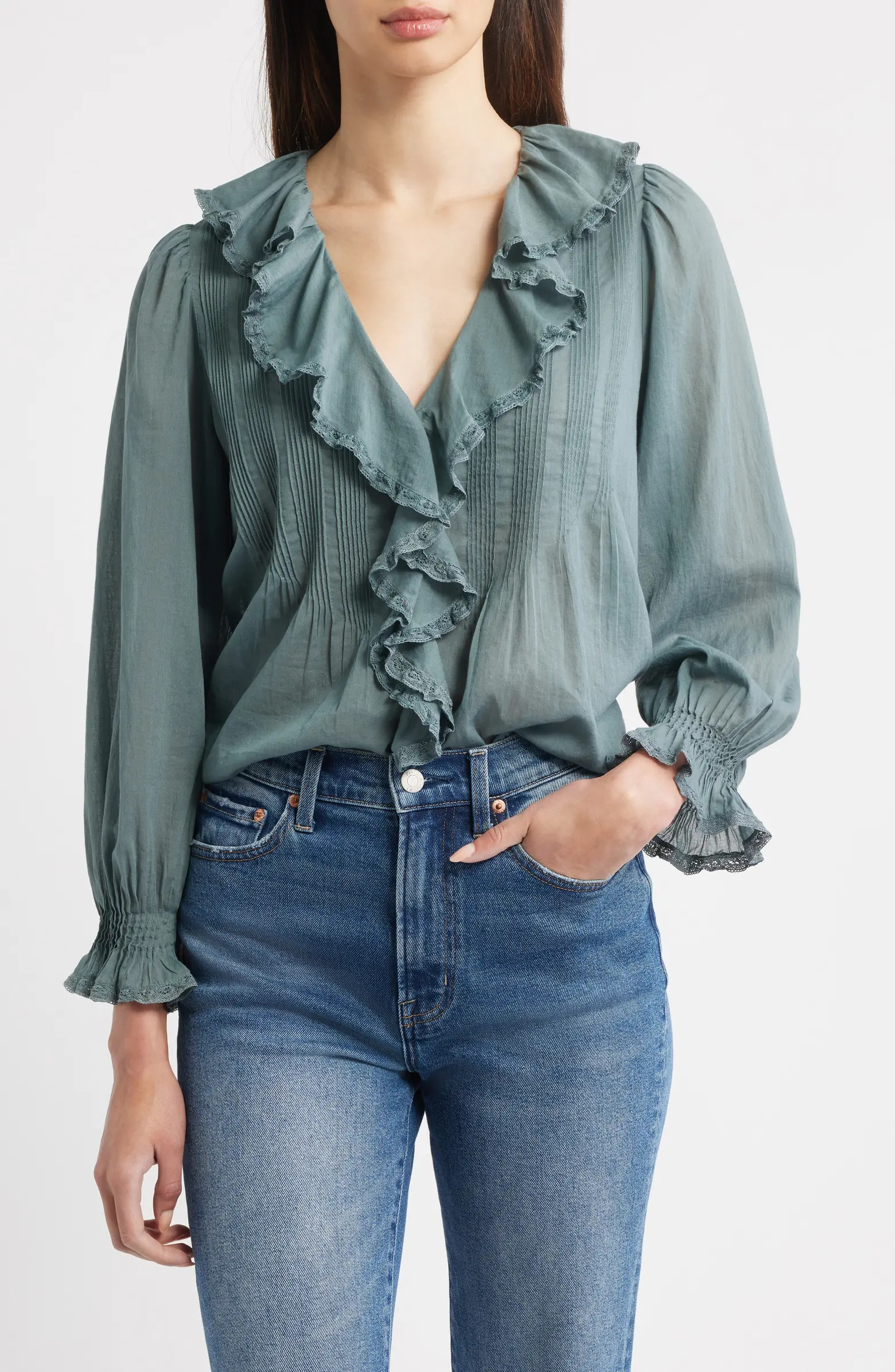 Hardy Ruffle Pintuck Organic Cotton Top | Nordstrom