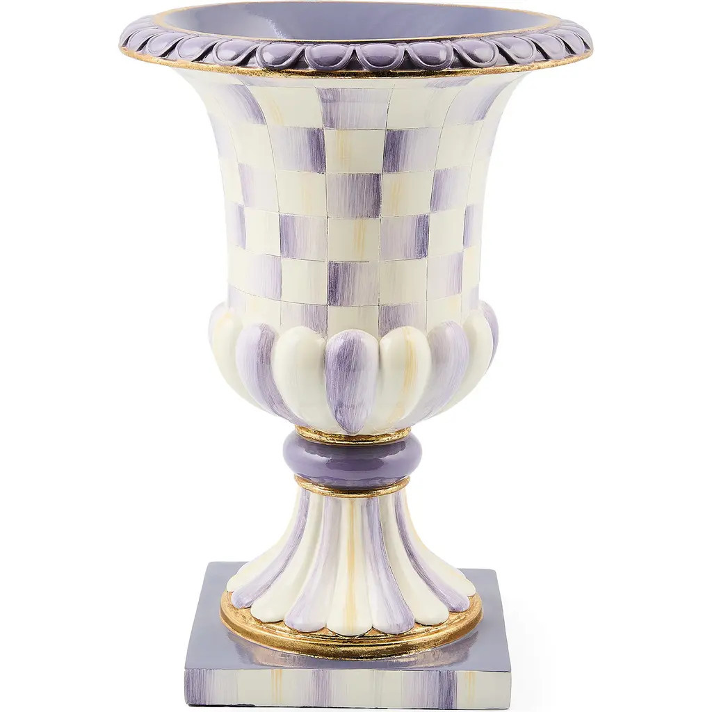 MACKENZIE CHILDS Violet Check Pedestal Tabletop Urn at Nordstrom | Nordstrom