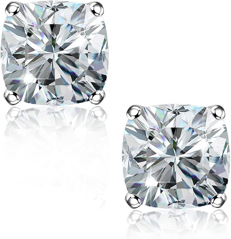 "STUNNING FLAME" Trillion-cut/Cushion-cut/Emerald-cut/Marquise-cut ... 18K White Gold Plated Ster... | Amazon (US)