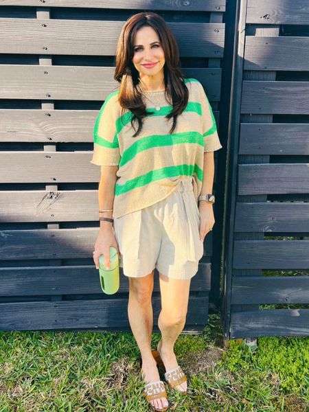 Super cute cargo shirts with knit top . Wearing an xs in cargo shorts and sm in the knit top. 

#LTKSpringSale #LTKover40 #LTKstyletip
